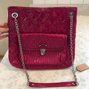 Coach Poppy Fuchsia Liquid Gloss Slim Tote